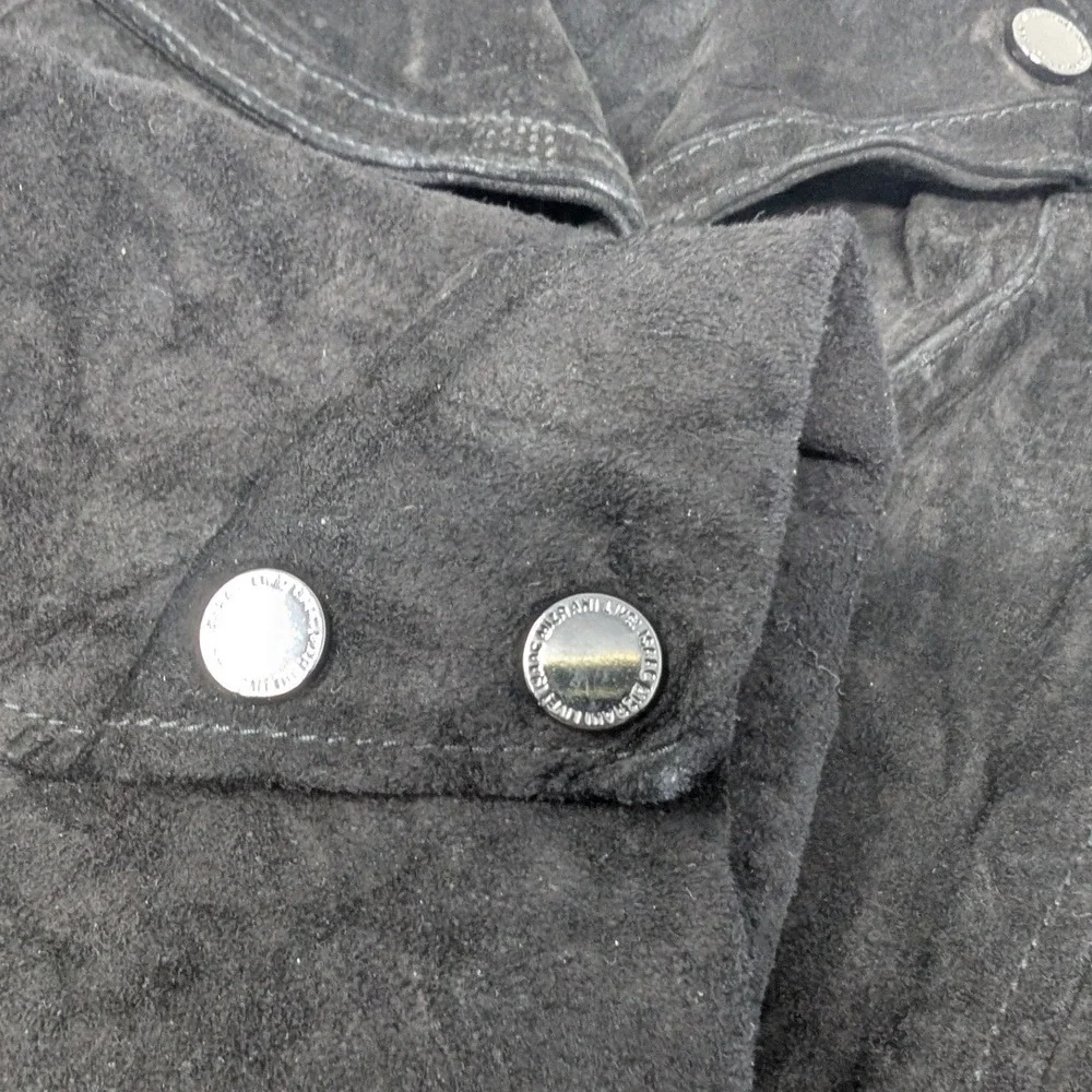 Isaac Mizrahi‎ Live Genuine Black Suede Leather Moto Jacket Asymmetricalic W-6